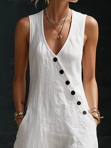 Graziella™ – Maxi Dress with Buttons and V-Neck