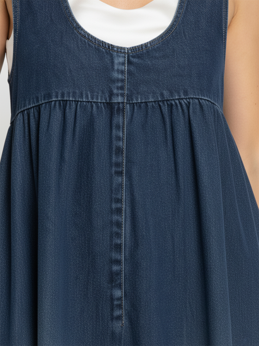 Karen | Abito Maxi in Denim Lavato Vintage con Sensazione di Cotone Morbido