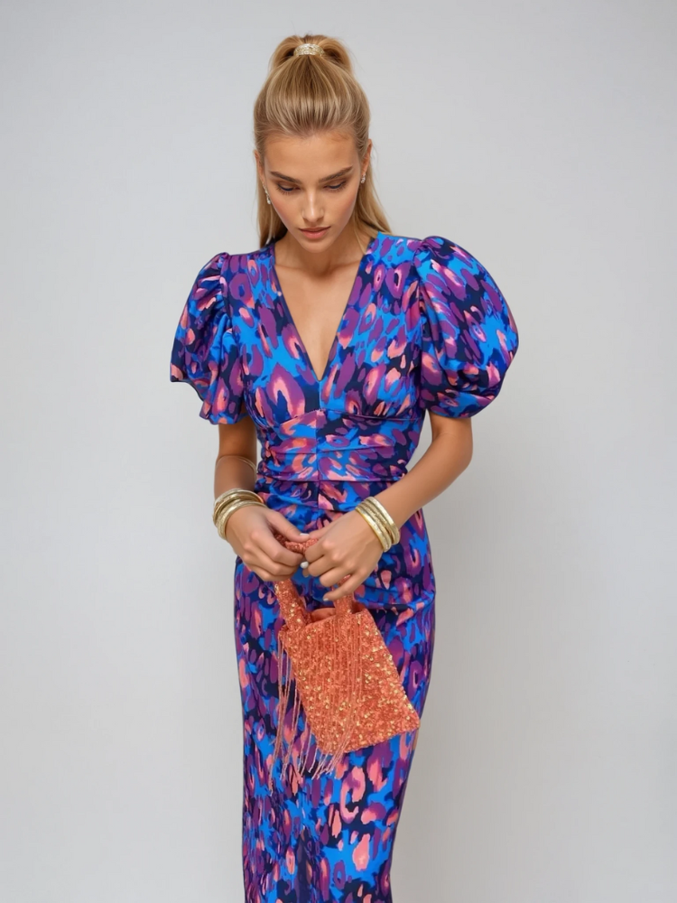 Eliza | Vestito stampato con maniche a sbuffo per donne
