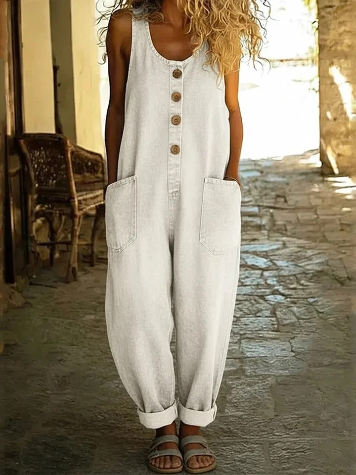 Ruth | Tuta in denim di cotone lavato in stile vintage