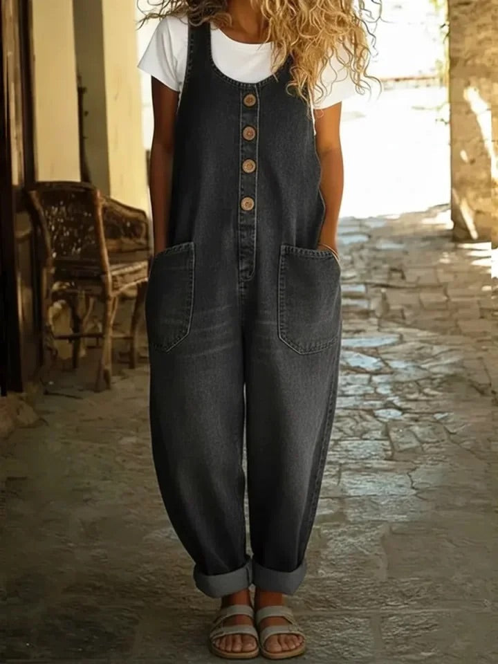 Ruth | Tuta in denim di cotone lavato in stile vintage