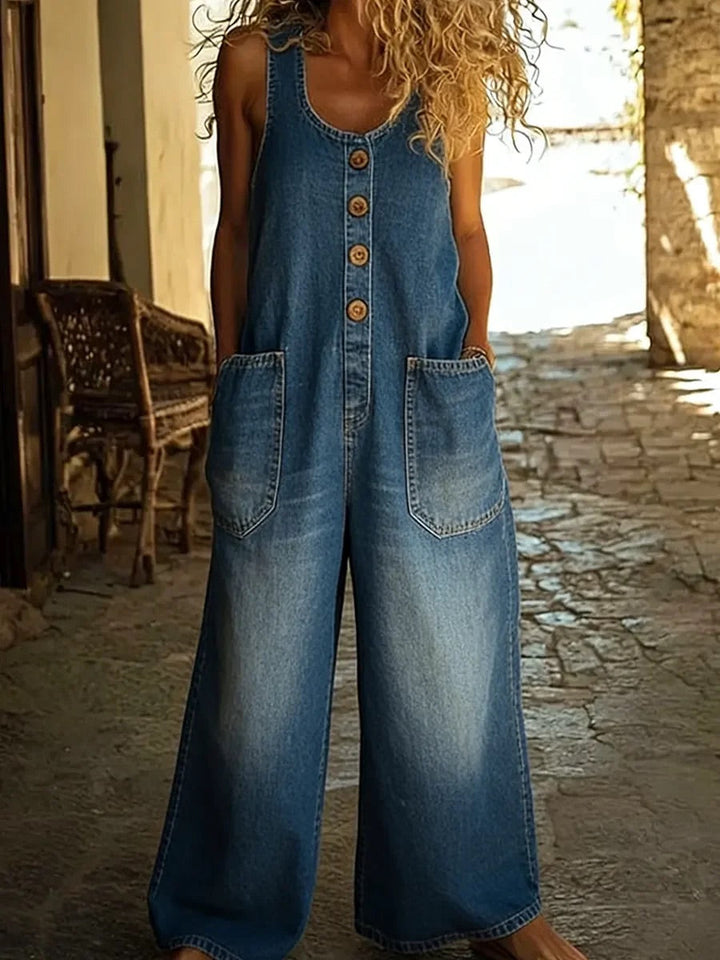 Ruth | Tuta in denim di cotone lavato in stile vintage