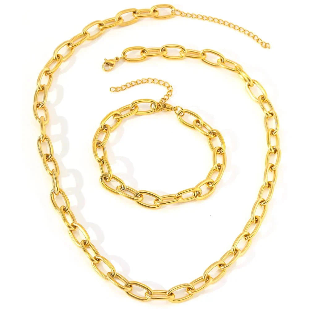 Set di Collana e Bracciale con Chiusura a Clip Semplice