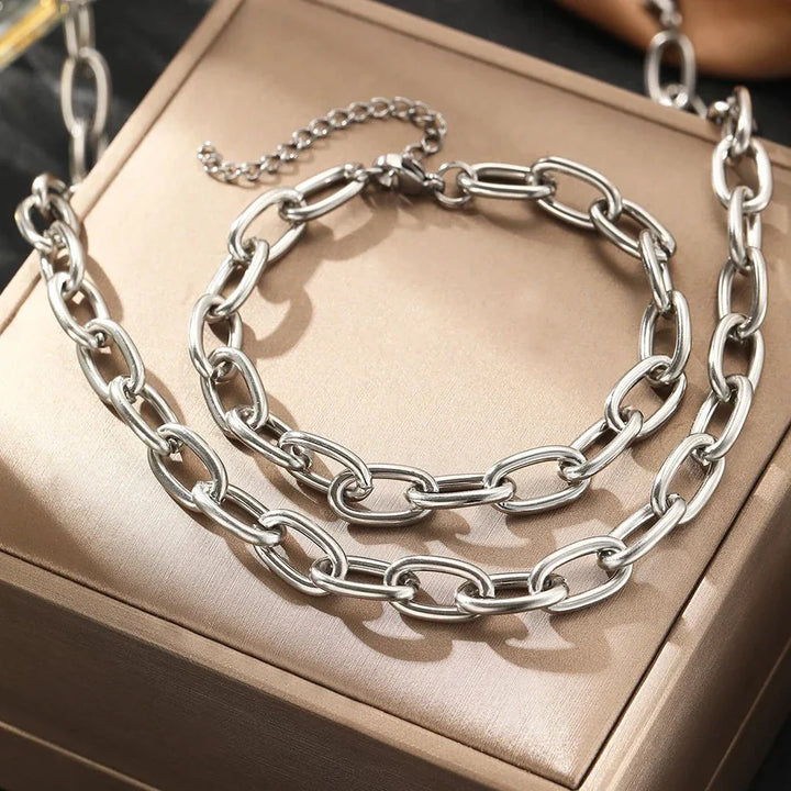 Set di Collana e Bracciale con Chiusura a Clip Semplice