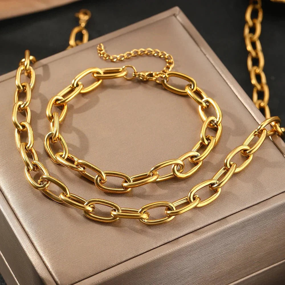 Set di Collana e Bracciale con Chiusura a Clip Semplice